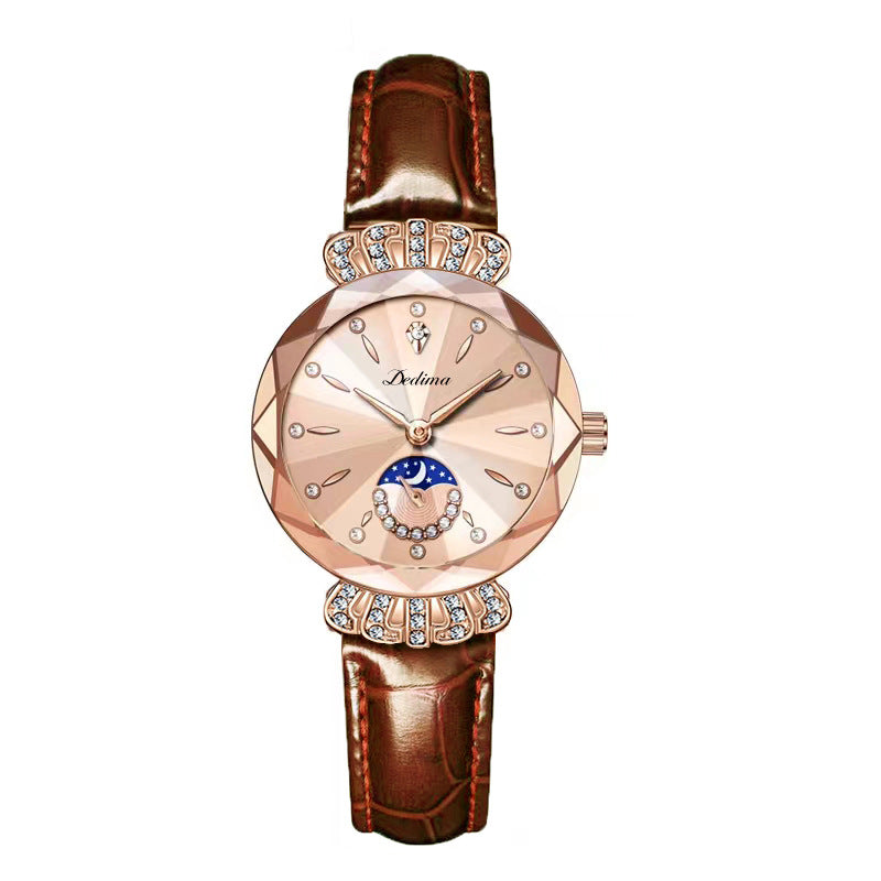 ⏳¡OFERTA RELÁMPAGO! ¡50 % DE DESCUENTO! 🔥Reloj de moda para mujer con diseño de diamantes, luna y estrellas