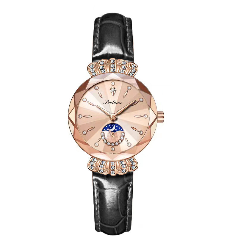 ⏳¡OFERTA RELÁMPAGO! ¡50 % DE DESCUENTO! 🔥Reloj de moda para mujer con diseño de diamantes, luna y estrellas