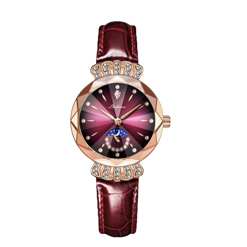 ⏳¡OFERTA RELÁMPAGO! ¡50 % DE DESCUENTO! 🔥Reloj de moda para mujer con diseño de diamantes, luna y estrellas