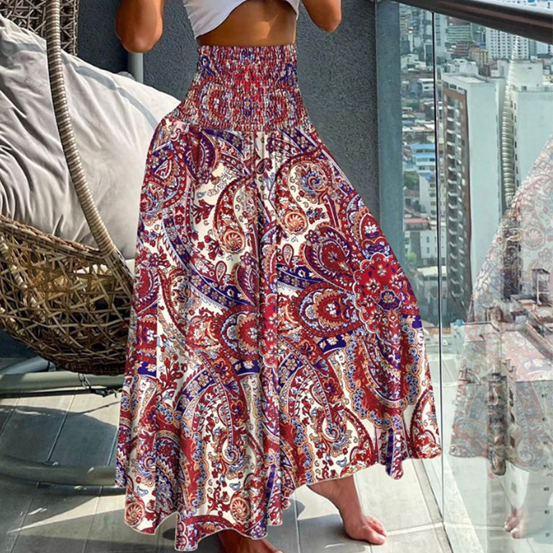 🔥Compre dos para obtener una mejor oferta🔥Falda de cintura alta con estampado floral para mujer