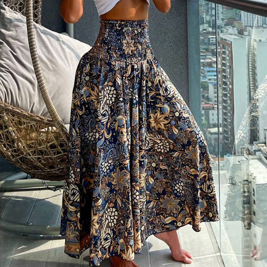 🔥Compre dos para obtener una mejor oferta🔥Falda de cintura alta con estampado floral para mujer