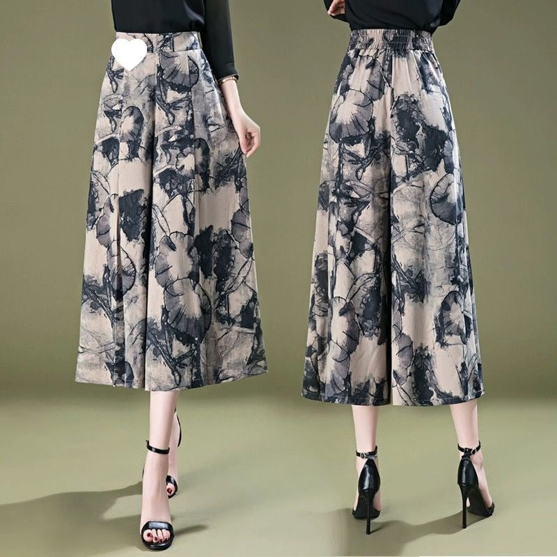 ✨Sé una mujer elegante 🌺 Elegantes pantalones de gasa con perneras anchas