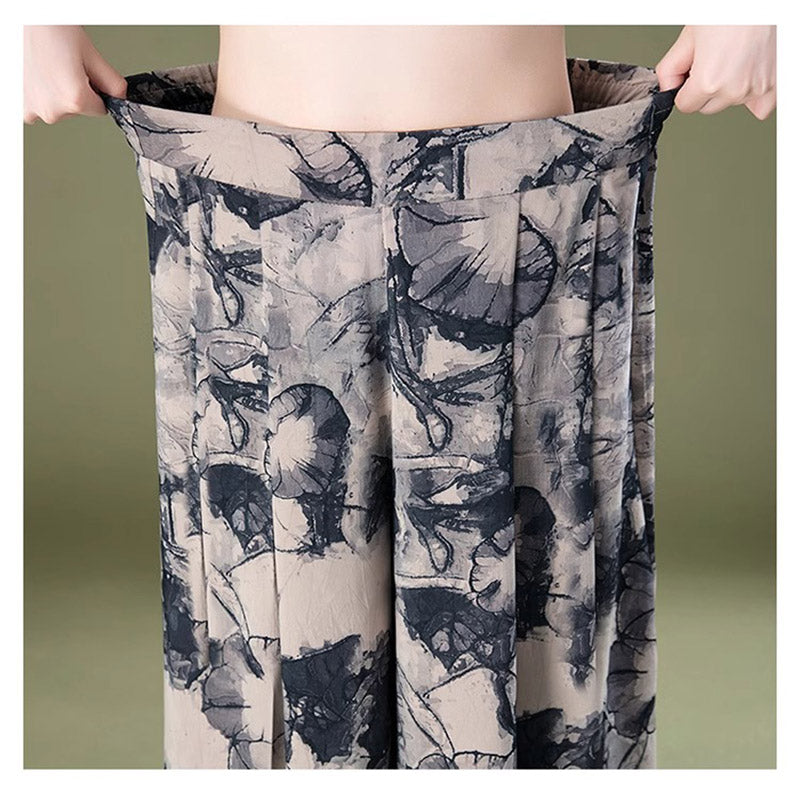 ✨Sé una mujer elegante 🌺 Elegantes pantalones de gasa con perneras anchas