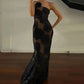 Vestido largo sexy con solo un tirante delgado para mujer
