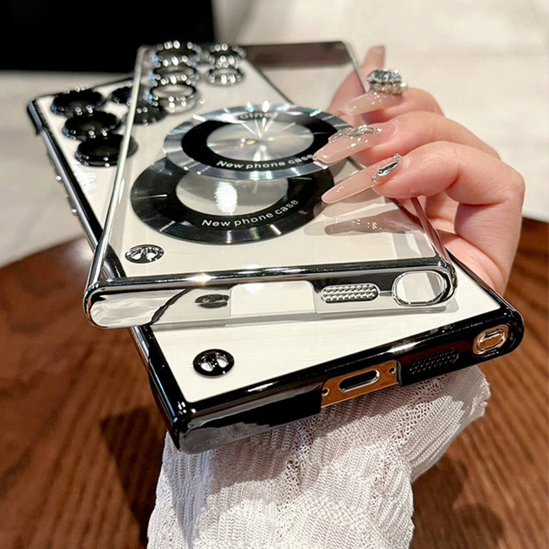 Funda de teléfono transparente ultrafina con anillo magnético para Samsung