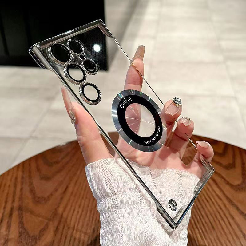 Funda de teléfono transparente ultrafina con anillo magnético para Samsung