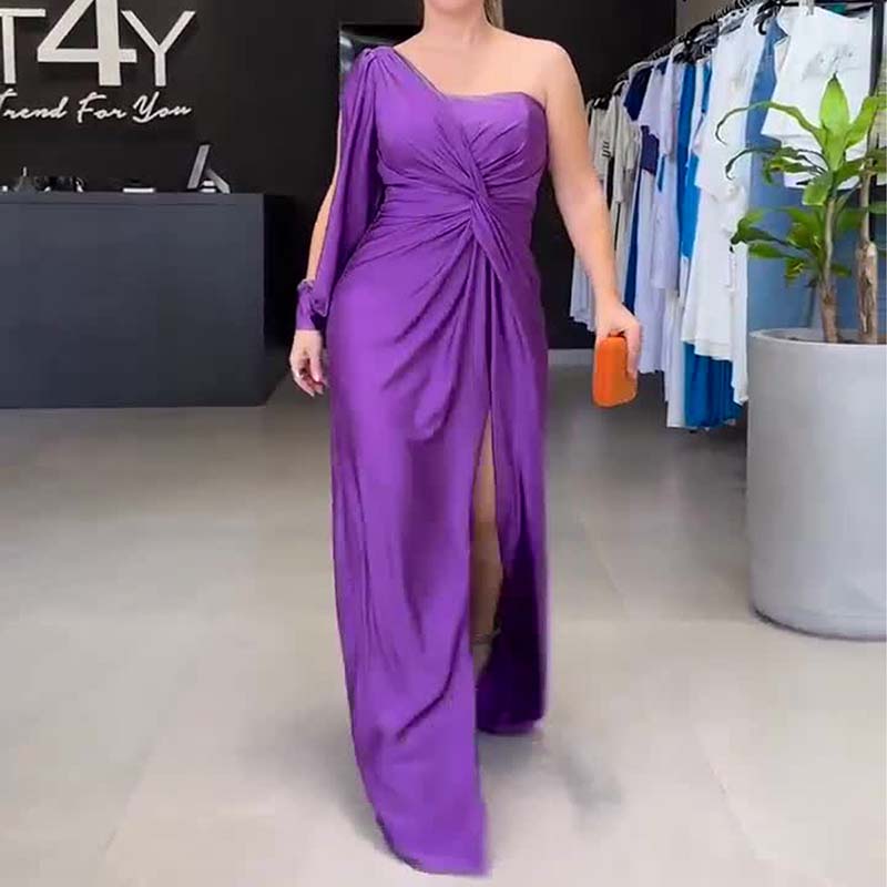 Vestido Elegante de Una Sola Manga para Mujer