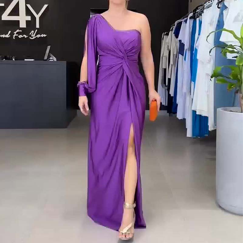 Vestido Elegante de Una Sola Manga para Mujer