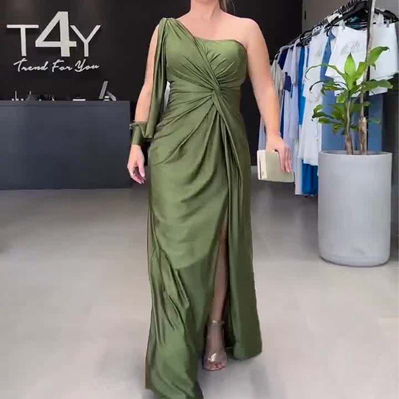 Vestido Elegante de Una Sola Manga para Mujer