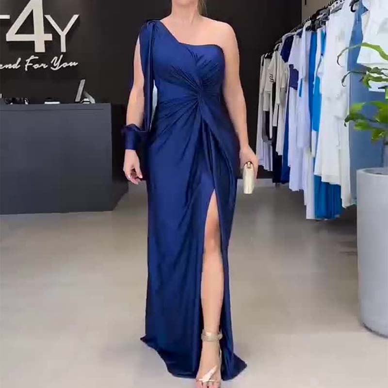 Vestido Elegante de Una Sola Manga para Mujer