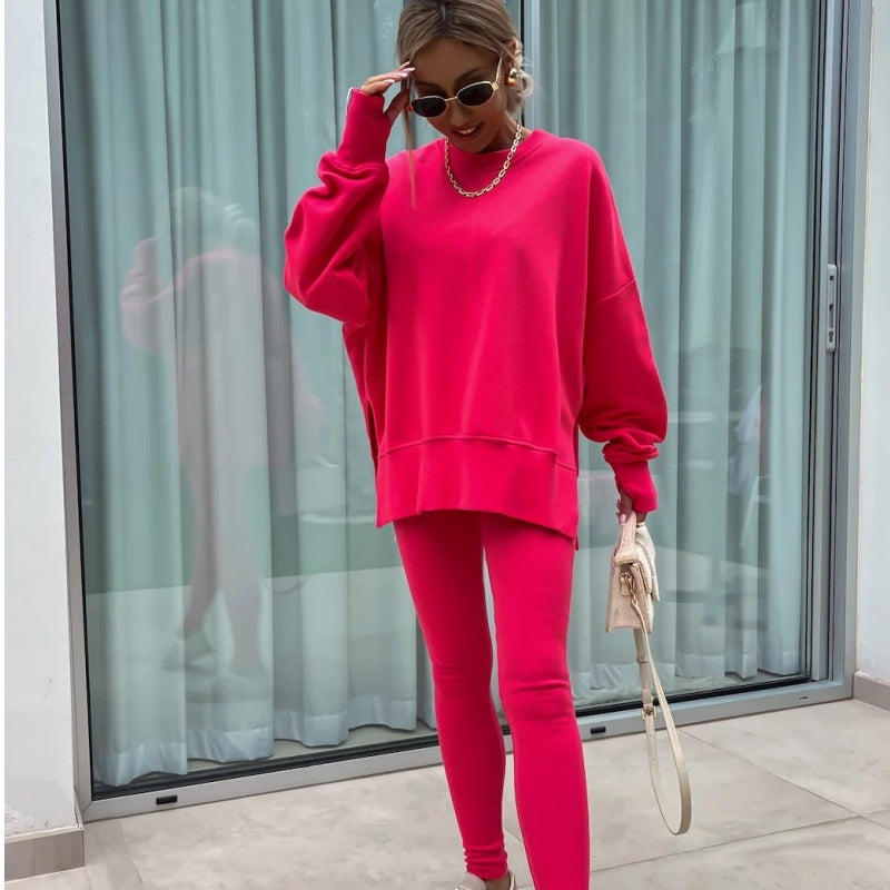 🔥Venta CALIENTE🔥Conjunto de 2 piezas de sudadera estampada de manga larga y leggings para mujer💝