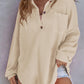 Camisa de punto waffle suelta de color sólido para mujer