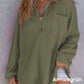 Camisa de punto waffle suelta de color sólido para mujer