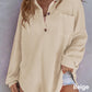 Camisa de punto waffle suelta de color sólido para mujer