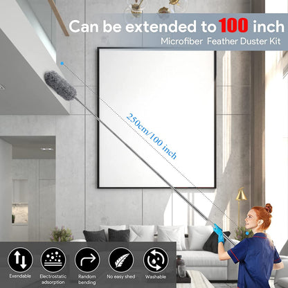Plumero de microfibra extensible y lavable con cabezal flexible para techos y esquinas