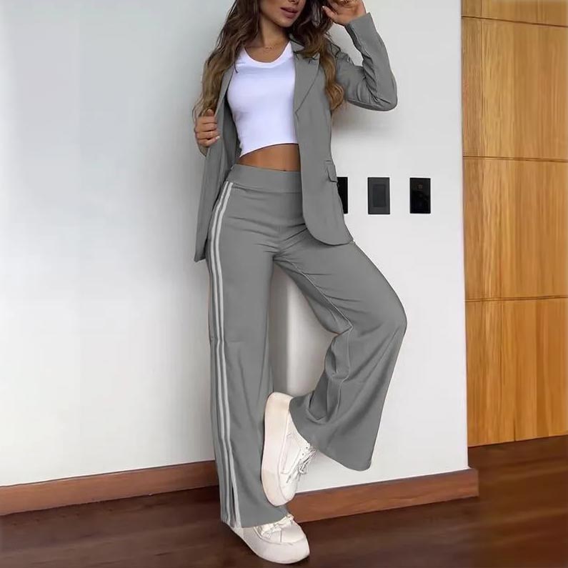 🎀Conjunto informal de blazer con solapa de muesca y pantalón ancho para mujer🎀