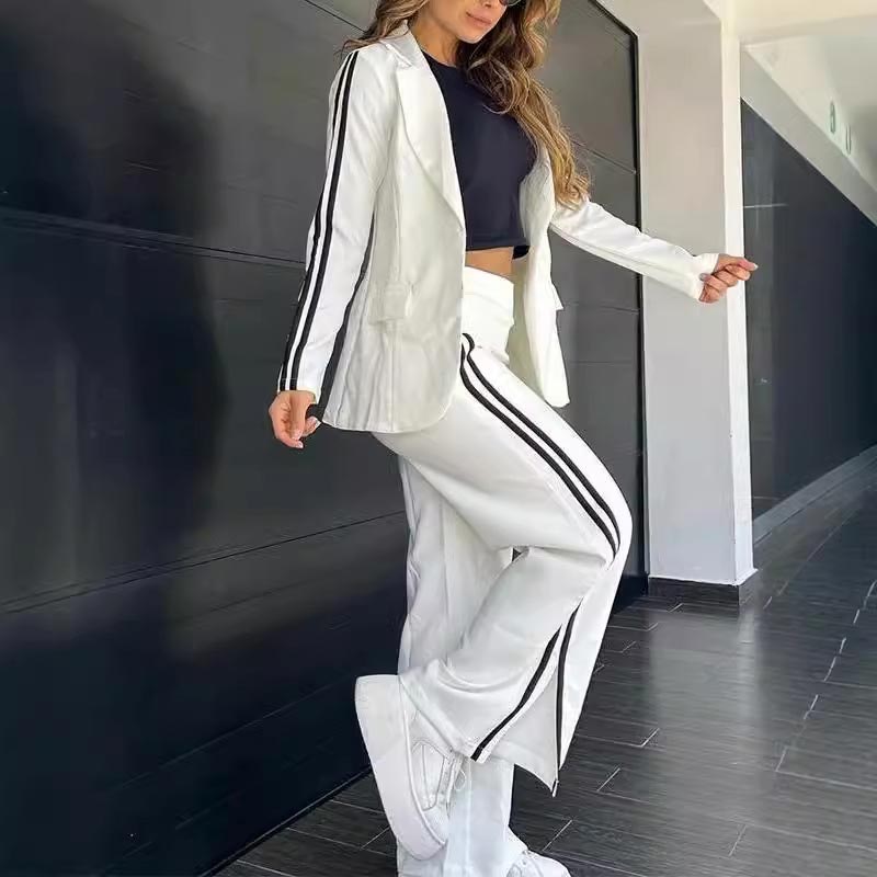 🎀Conjunto informal de blazer con solapa de muesca y pantalón ancho para mujer🎀