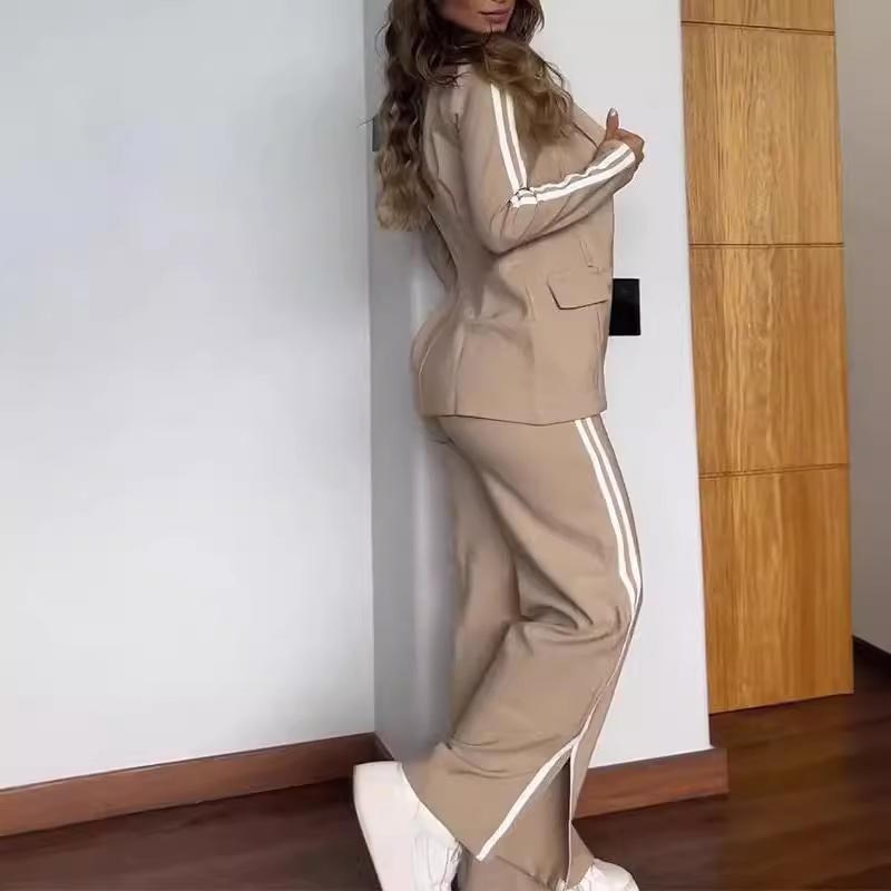 🎀Conjunto informal de blazer con solapa de muesca y pantalón ancho para mujer🎀