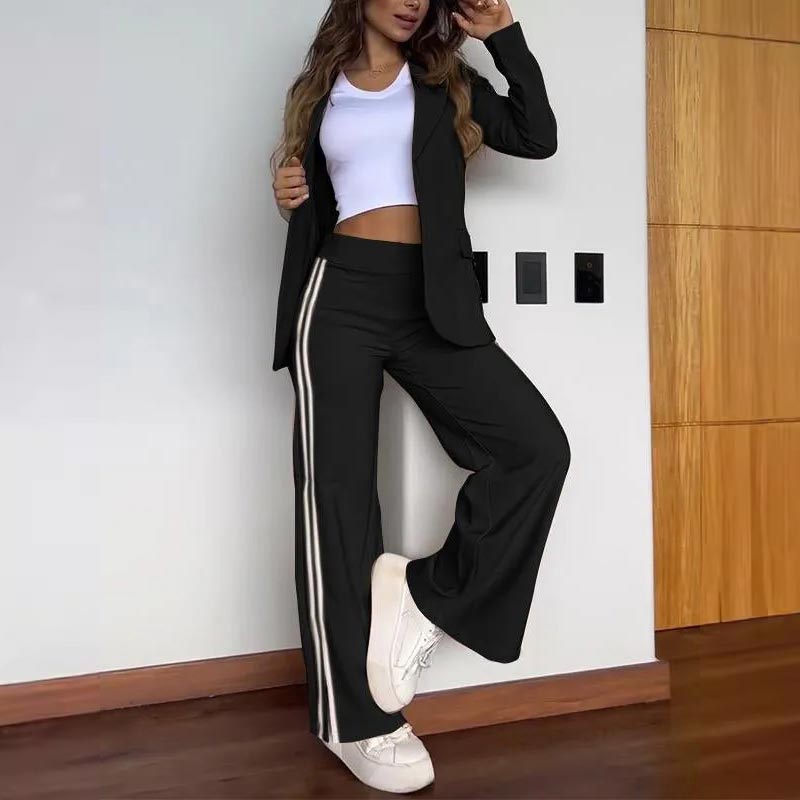 🎀Conjunto informal de blazer con solapa de muesca y pantalón ancho para mujer🎀