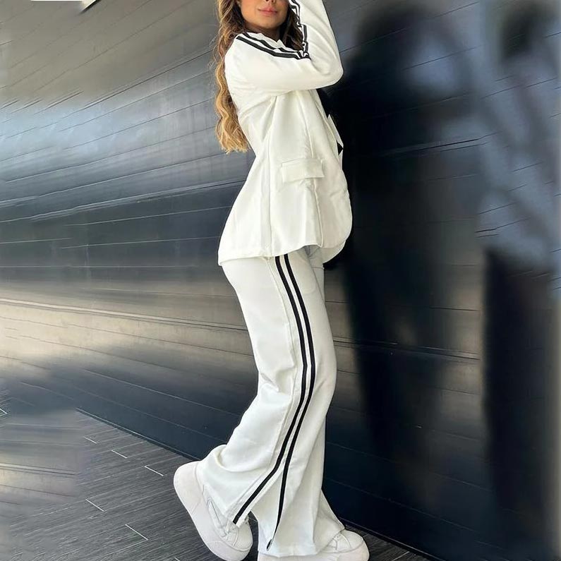 🎀Conjunto informal de blazer con solapa de muesca y pantalón ancho para mujer🎀