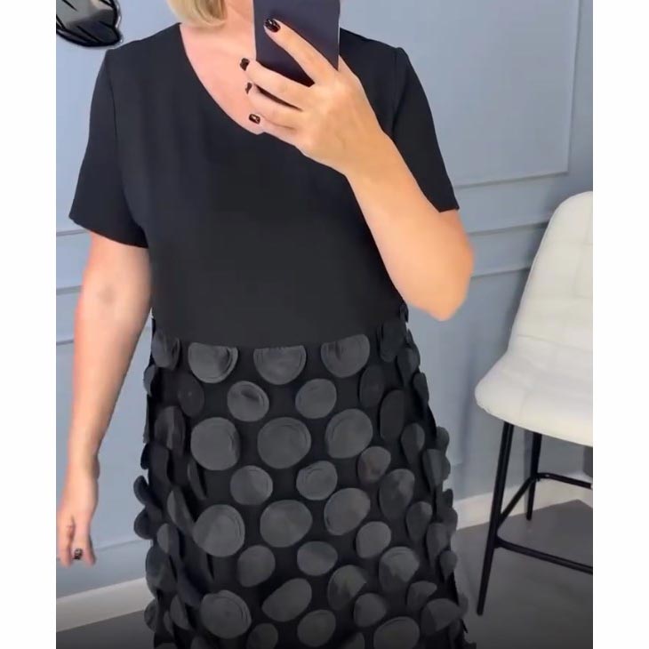 Conjunto de 2 piezas de vestido negro elegante con escote en V y prendas exteriores irregulares para mujer