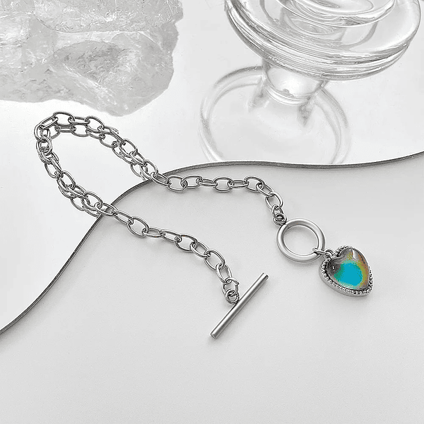 🔥¡COMPRA 1 Y LLÉVATE 1 GRATIS!🎁🔮Pulsera y Collar de Corazón Termosensible que Cambia de Color