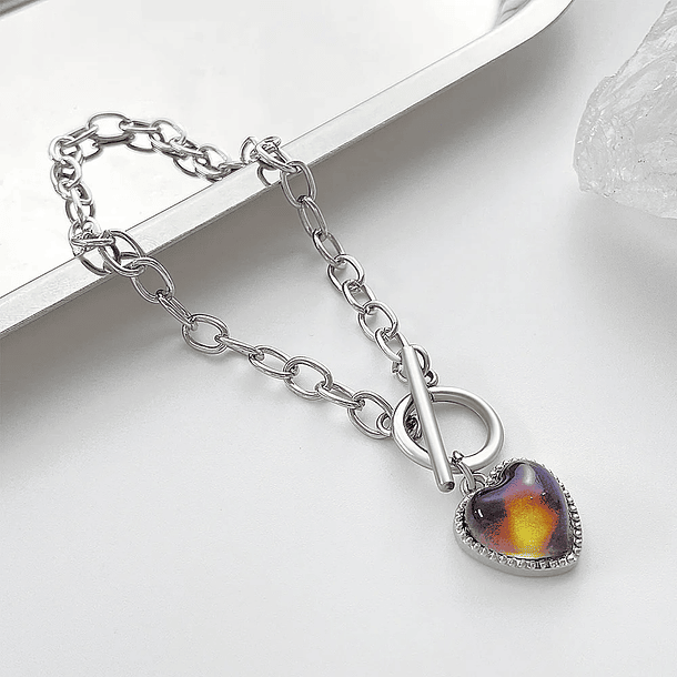🔥¡COMPRA 1 Y LLÉVATE 1 GRATIS!🎁🔮Pulsera y Collar de Corazón Termosensible que Cambia de Color