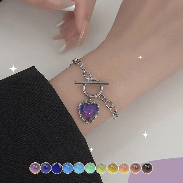 🔥¡COMPRA 1 Y LLÉVATE 1 GRATIS!🎁🔮Pulsera y Collar de Corazón Termosensible que Cambia de Color