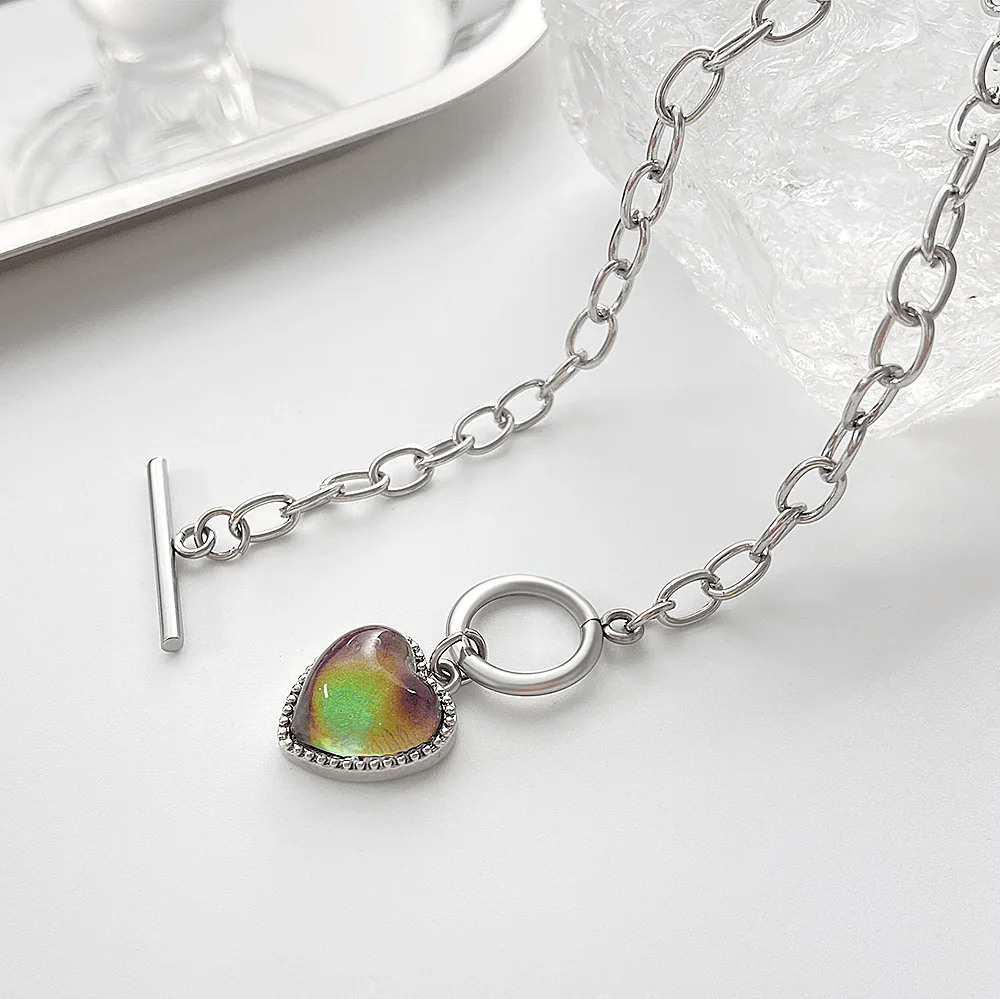 🔥¡COMPRA 1 Y LLÉVATE 1 GRATIS!🎁🔮Pulsera y Collar de Corazón Termosensible que Cambia de Color