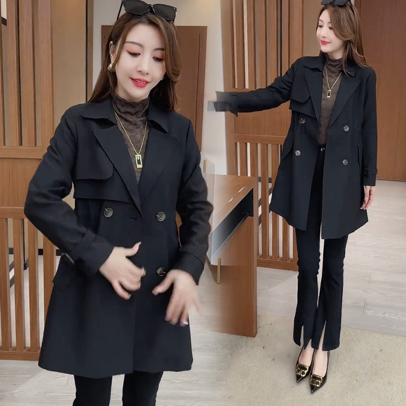 🔥Otoño Hot Sale🍃Cómoda gabardina con solapa entallada💝