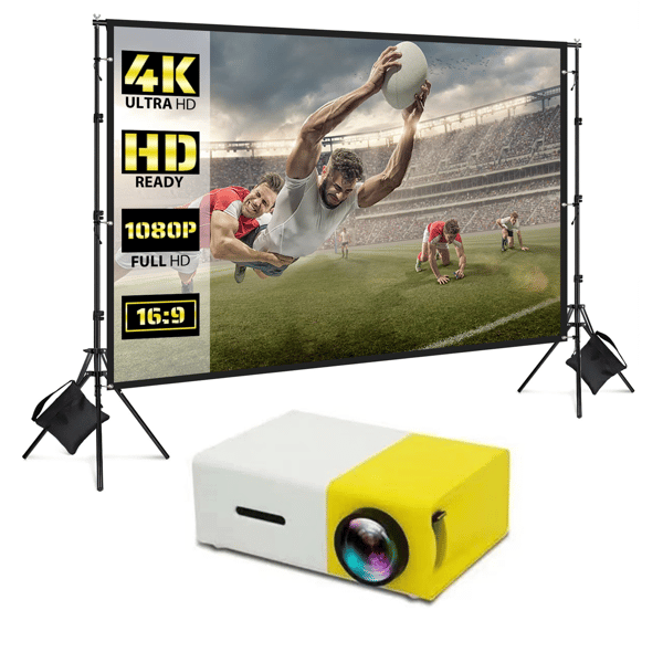 🔥Oferta especial 2026🔥Pantalla gigante portátil para cine al aire libre - Proyección 4K HD con soporte ajustable para fiestas al aire libre 🌟🌙