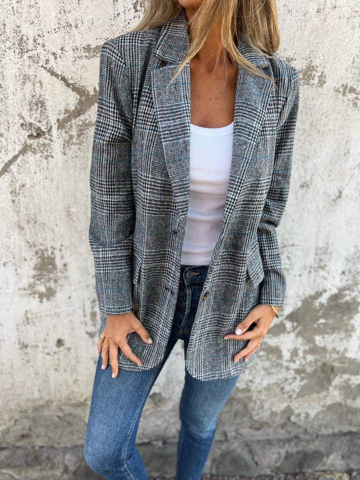 🍂Traje pequeño de cuadros de cuadros con cuello de solapa de otoño para ✈️mujer COMPRA 2 ENVÍOS✈️ GRATIS