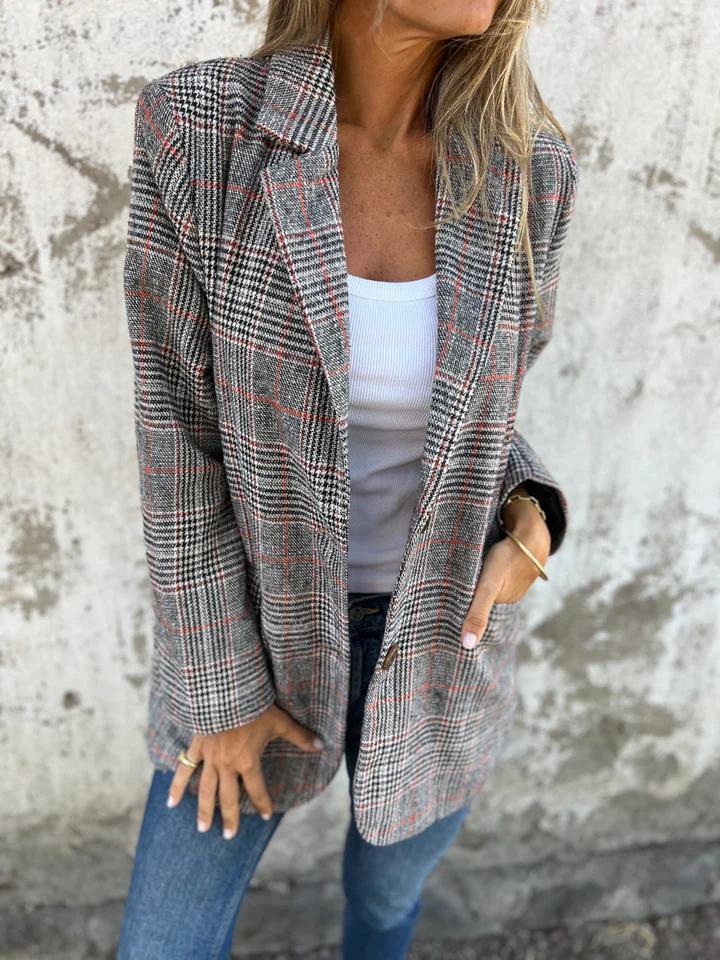 🍂Traje pequeño de cuadros de cuadros con cuello de solapa de otoño para ✈️mujer COMPRA 2 ENVÍOS✈️ GRATIS