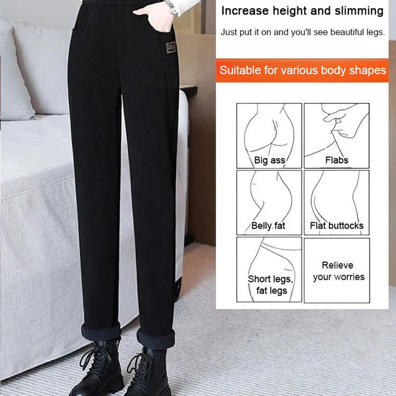 🔥Oferta por tiempo limitado🔥 Pantalones de vellón de vellón calientes de cintura alta para mujeres
