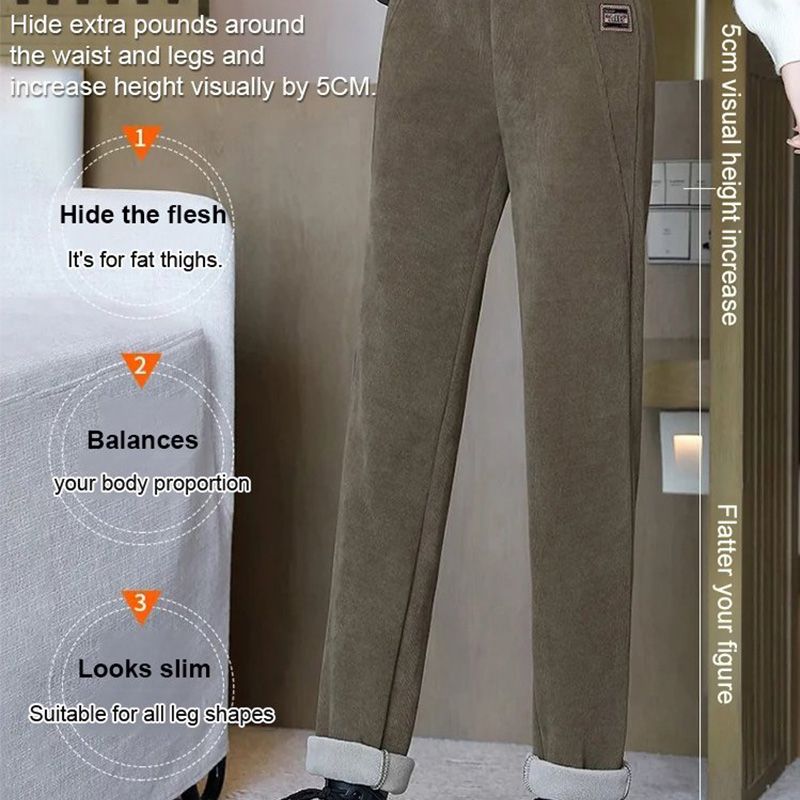 🔥Oferta por tiempo limitado🔥 Pantalones de vellón de vellón calientes de cintura alta para mujeres