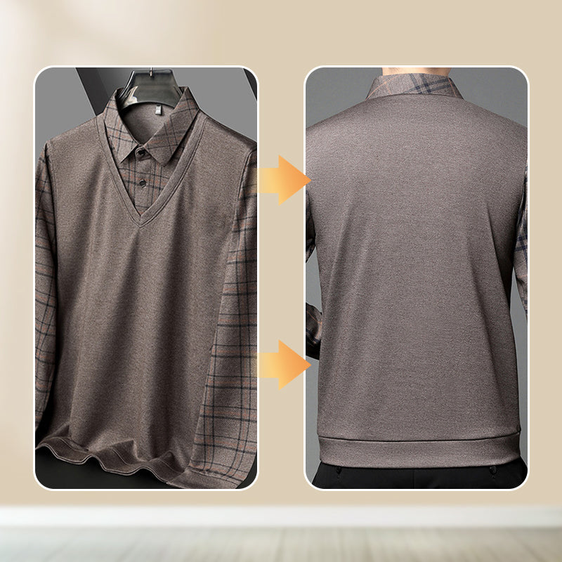 🔥HOT SALE🔥🌟 Camisas Casuales de Manga Larga para Hombre de Dos Piezas 🌟