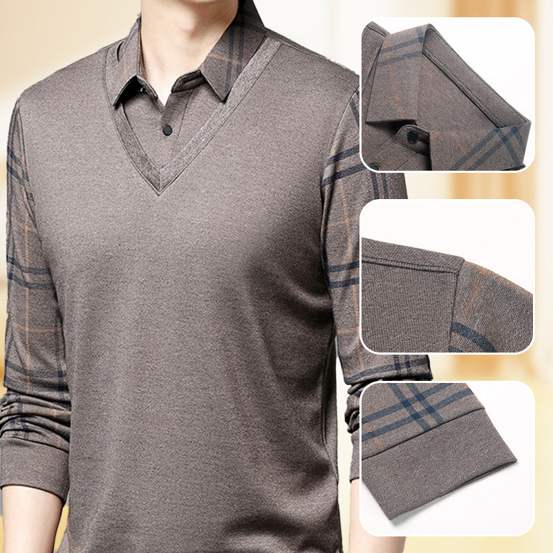 🔥HOT SALE🔥🌟 Camisas Casuales de Manga Larga para Hombre de Dos Piezas 🌟