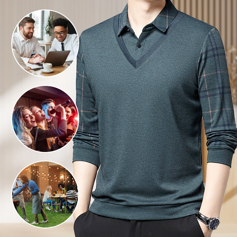 🔥HOT SALE🔥🌟 Camisas Casuales de Manga Larga para Hombre de Dos Piezas 🌟