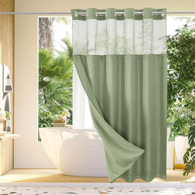 ⏳🔥¡50 % DE DESCUENTO POR TIEMPO LIMITADO! ⏰ 🚿 Cortina de ducha con diseño de waffle – textura elegante, resistente al agua y fácil de mantener | Renueva tu baño con estilo y funcionalidad