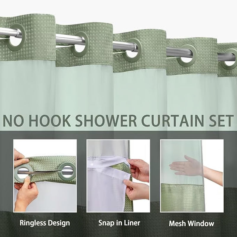 ⏳🔥¡50 % DE DESCUENTO POR TIEMPO LIMITADO! ⏰ 🚿 Cortina de ducha con diseño de waffle – textura elegante, resistente al agua y fácil de mantener | Renueva tu baño con estilo y funcionalidad