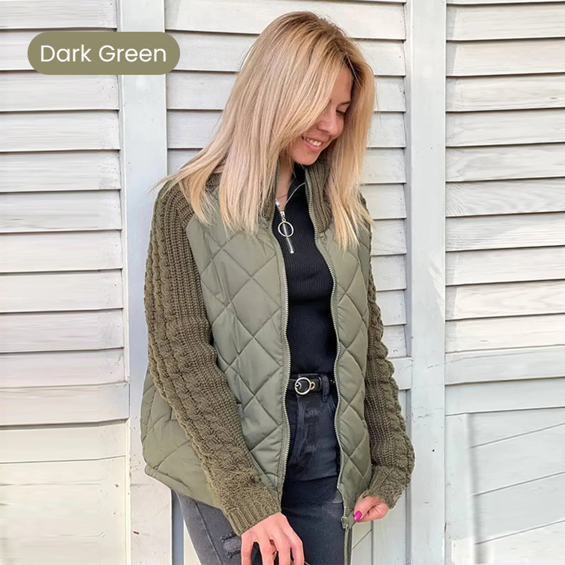 🔥 Chaqueta Voluminosa de Tejido a Punto con Piezas Acolchadas para Mujer, Nueva 2025