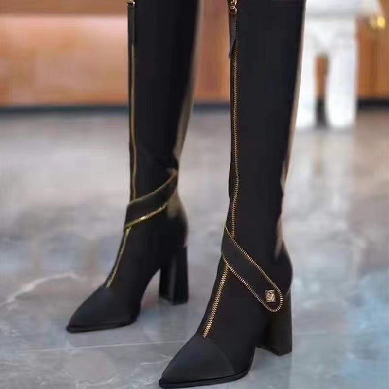 🔥🖤Rebajas Black Friday:48% DE DESCUENTO🔥Botas altas hasta la rodilla con tacón grueso y puntera afilada