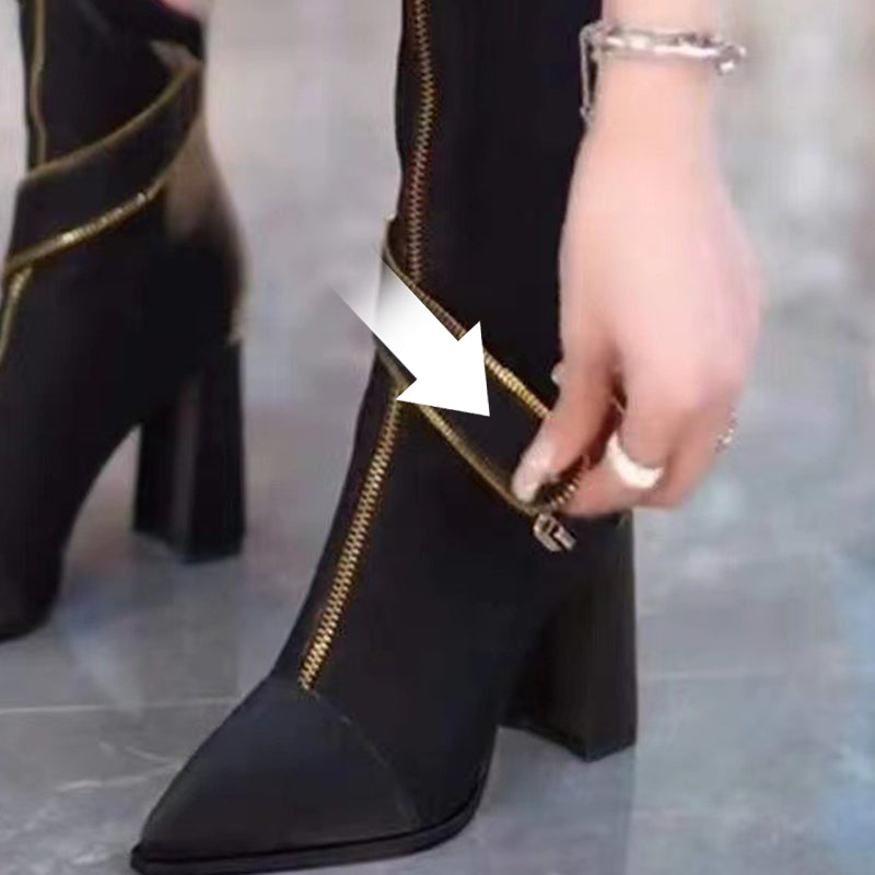 🔥🖤Rebajas Black Friday:48% DE DESCUENTO🔥Botas altas hasta la rodilla con tacón grueso y puntera afilada