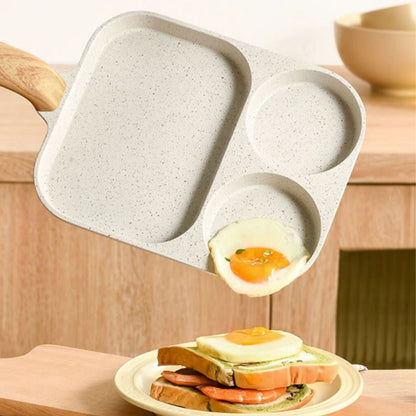 Sartén antiadherente de 3 compartimentos para cocinar 3 alimentos a la vez
