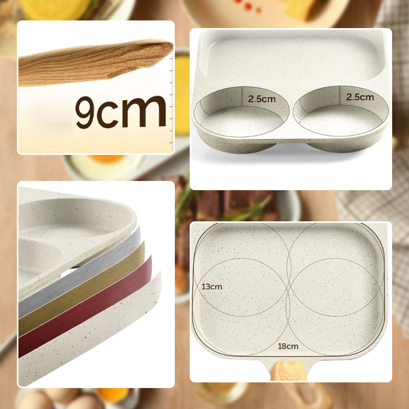 Sartén antiadherente de 3 compartimentos para cocinar 3 alimentos a la vez