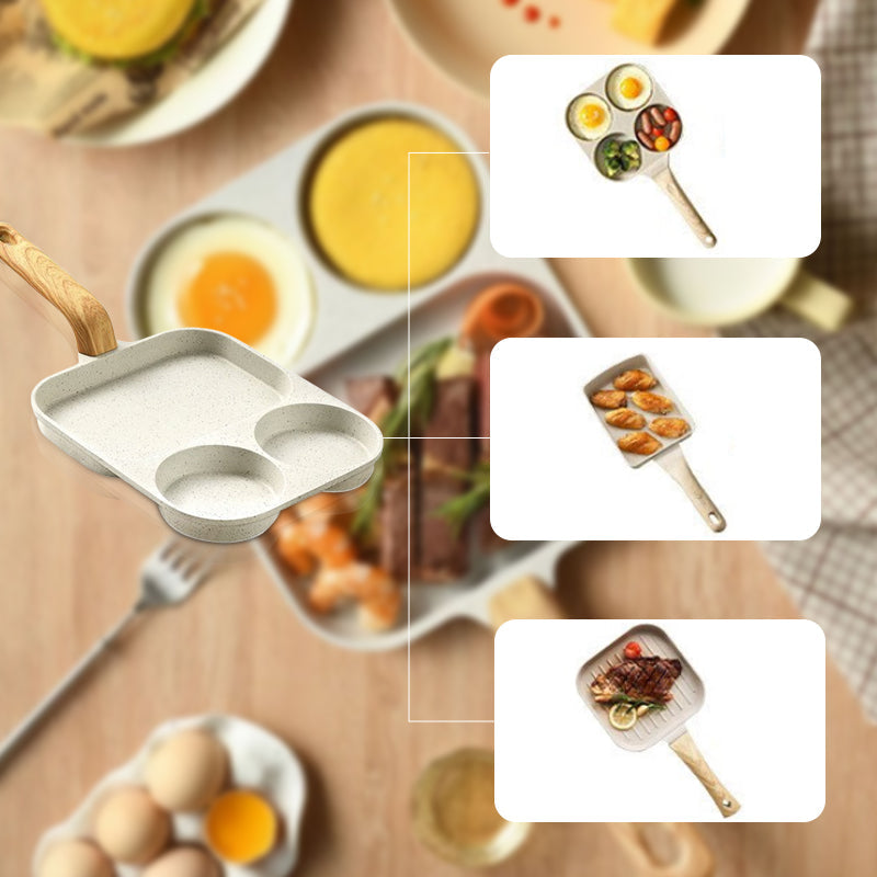 Sartén antiadherente de 3 compartimentos para cocinar 3 alimentos a la vez