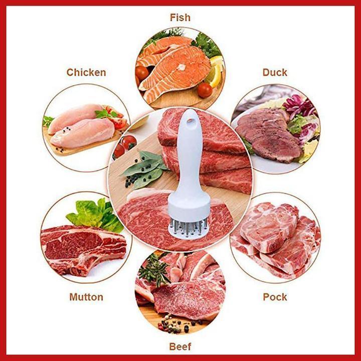 🥩 Ablandador de Carne de Acero Inoxidable – 21 Agujas, Marinado Rápido, Fácil de Limpiar 🔪