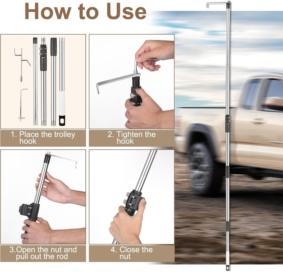 📢📢50% OFF !! ⏰Truck Cargo Grabber, Telescoping Pickup Truck Bed Retriever Tool