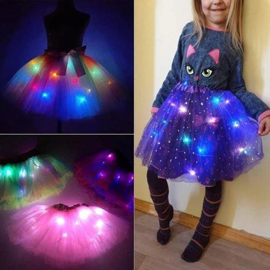 🎁💃 Mini Falda Luminosa para Niñas – Ideal para Regalo de Cumpleaños, Bailes de Ballet y Juegos Nocturnos Mágicos 🩰🌌
