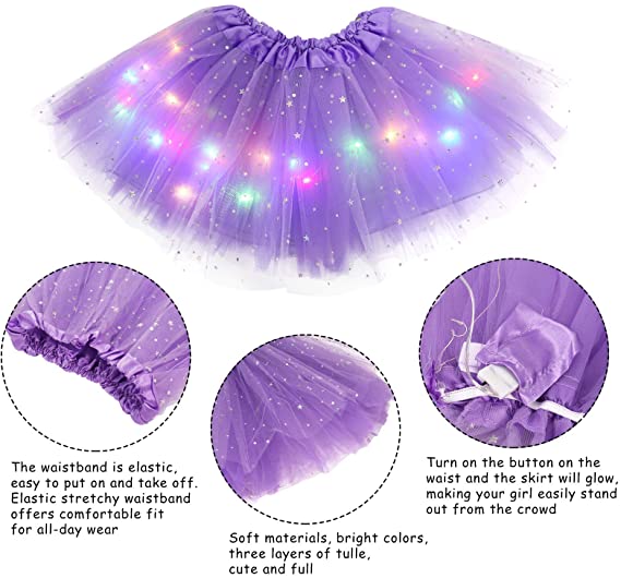 🎁💃 Mini Falda Luminosa para Niñas – Ideal para Regalo de Cumpleaños, Bailes de Ballet y Juegos Nocturnos Mágicos 🩰🌌